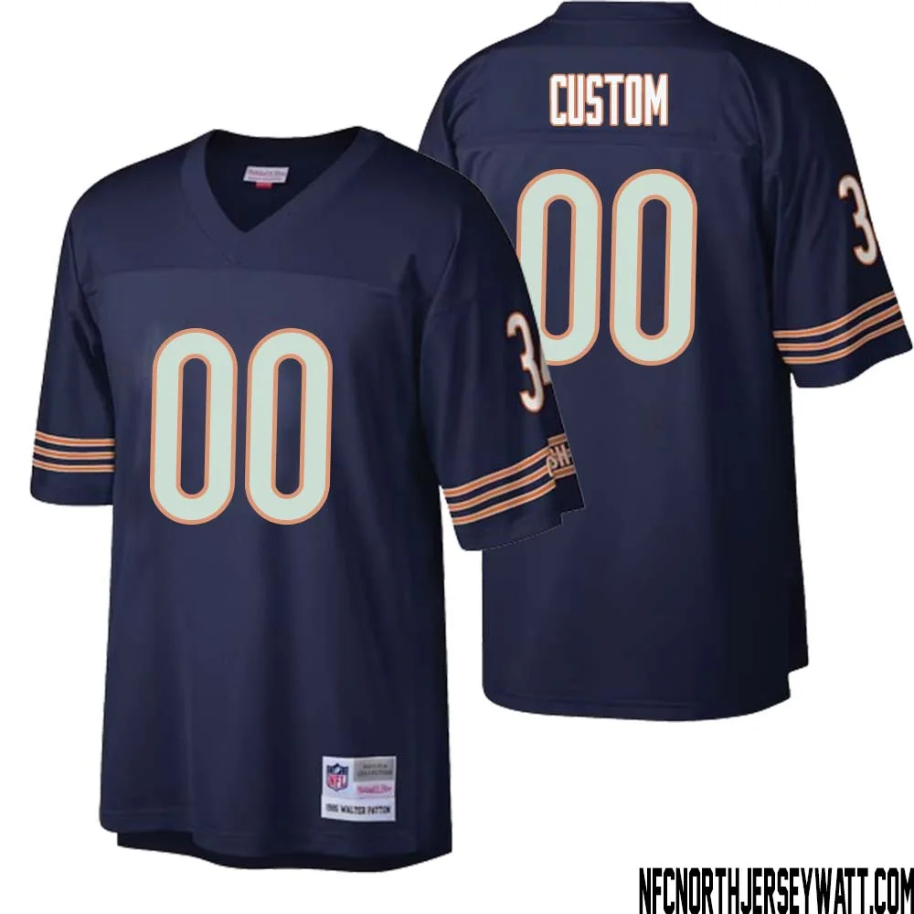Men Custom Mitchell & Ness Navy Chicago Bears Big & Tall 1985 Retired Player  Jersey