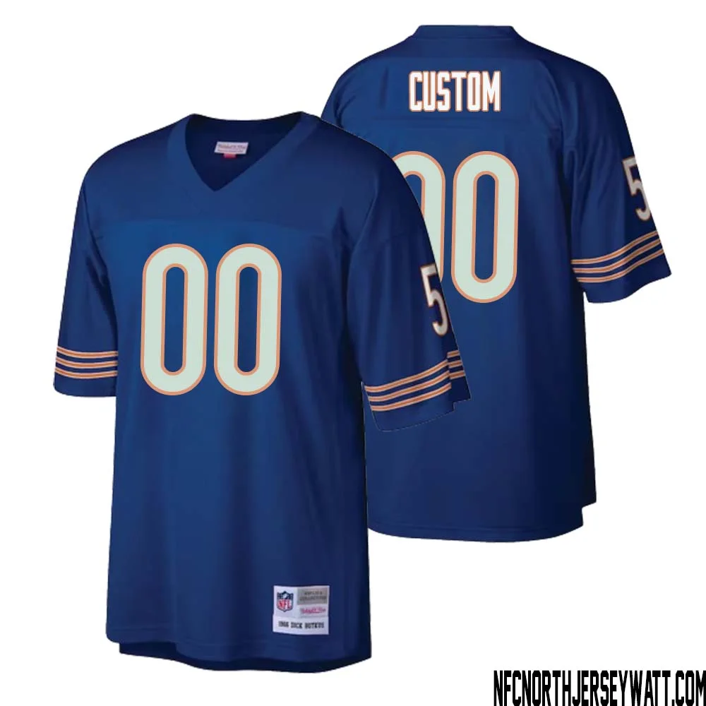 Men Custom Mitchell & Ness Navy Chicago Bears Retired Player Legacy  Jersey