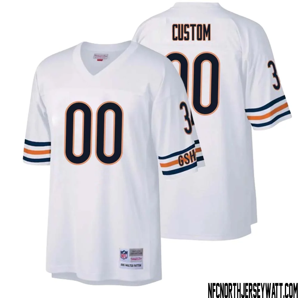 Men Custom Mitchell & Ness White Chicago Bears Legacy  Jersey