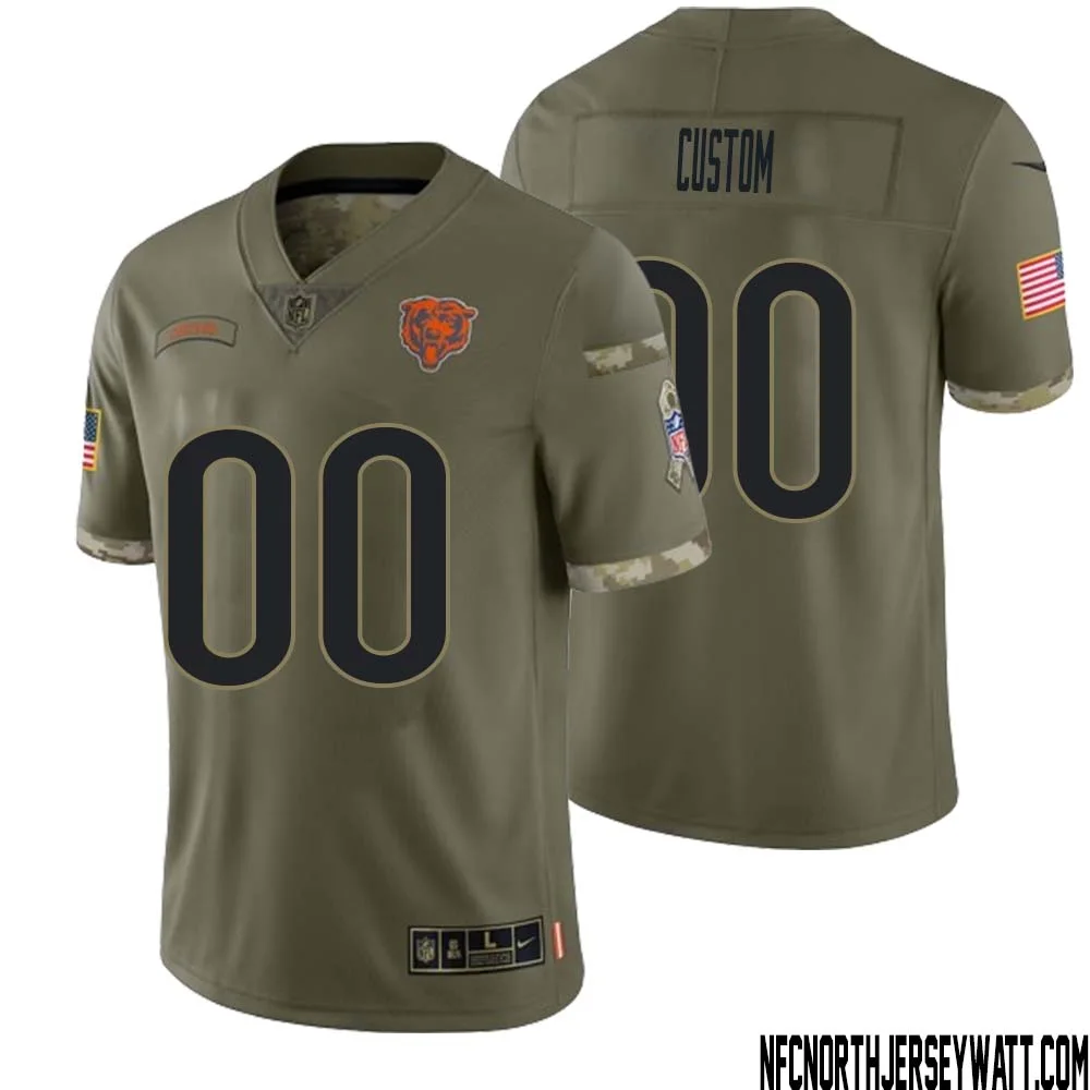 Men Custom Olive Chicago Bears 2022 Salute To Service Retired Player Limited Jersey -