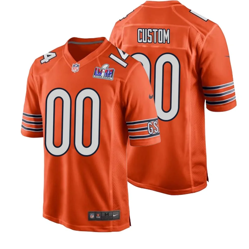 Men Custom Orange Chicago Bears Super Bowl Alternate Game Player Jersey -