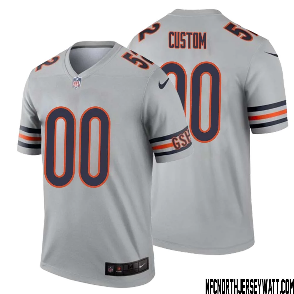 Men Custom Silver Chicago Bears Inverted Legend Jersey -
