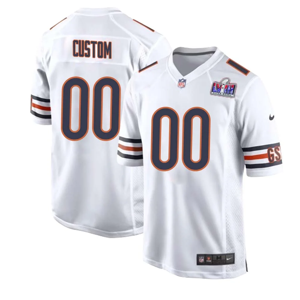 Men Custom White Chicago Bears Super Bowl LVIII Game Player Jersey -