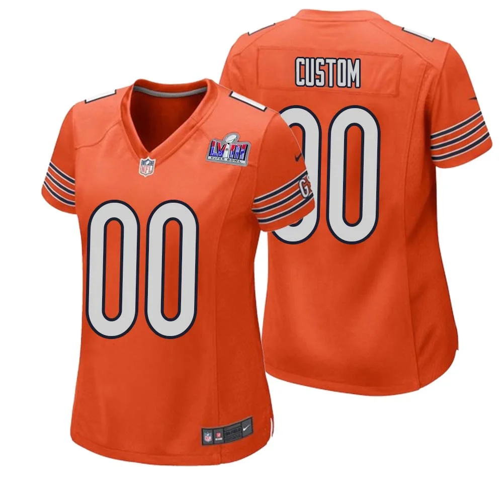 Woman Custom Orange Chicago Bears Super Bowl Alternate Game Player Jersey -