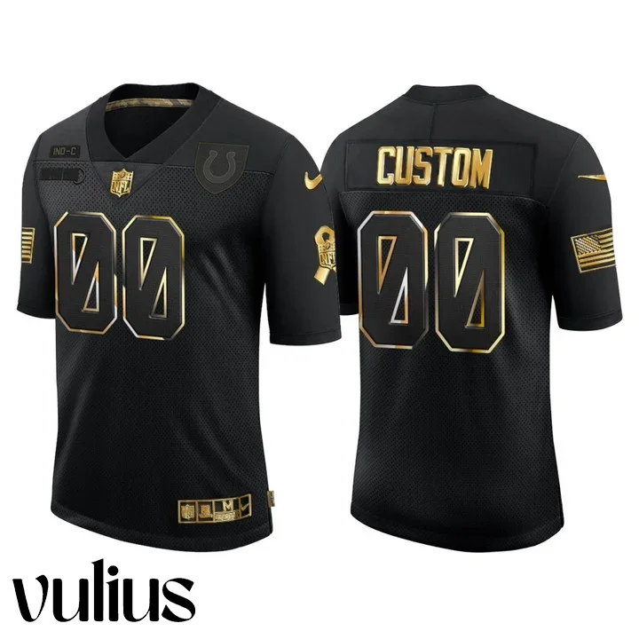 Custom Colts Jersey, Black Men's Jersey, 2020 Salute to Service Golden Limited Jersey -