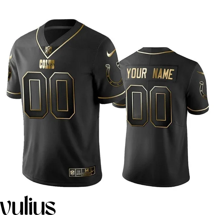 Custom Colts Jersey, Black Men's Jersey, Golden Edition Vapor Untouchable Limited Jersey -
