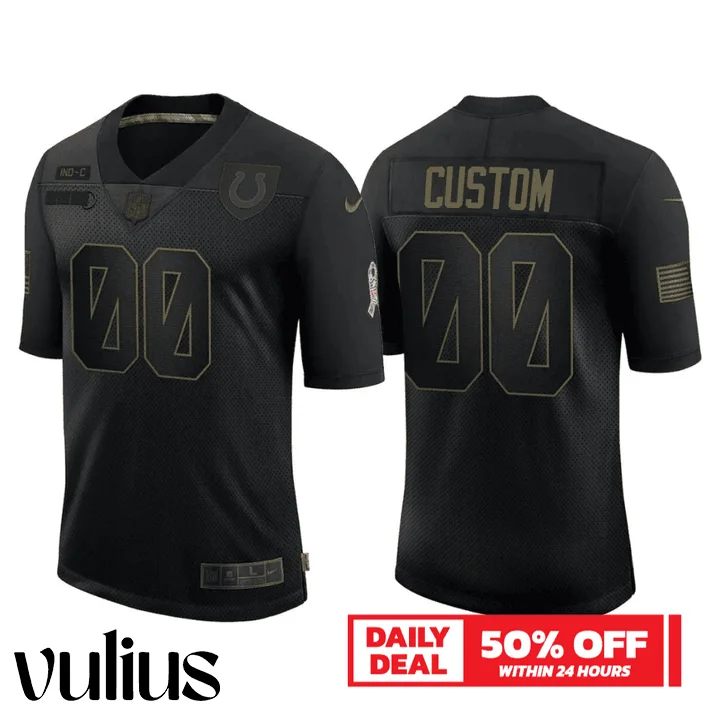 Custom Colts Jersey, Black Men's Jersey, Salute To Service Limited Jersey -