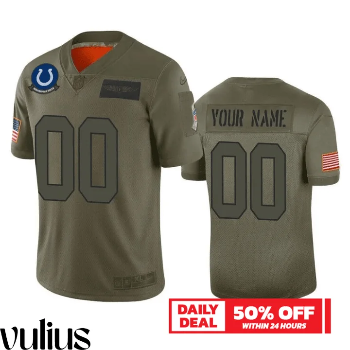 Custom Colts Jersey, Olive Men's Jersey, 2019 Salute to Service Limited Jersey -