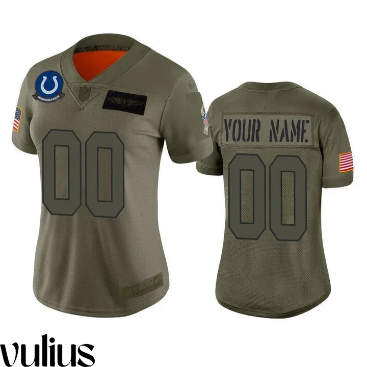 Custom Colts Jersey, Olive Woman's Jersey, 2019 Salute to Service Limited Jersey -