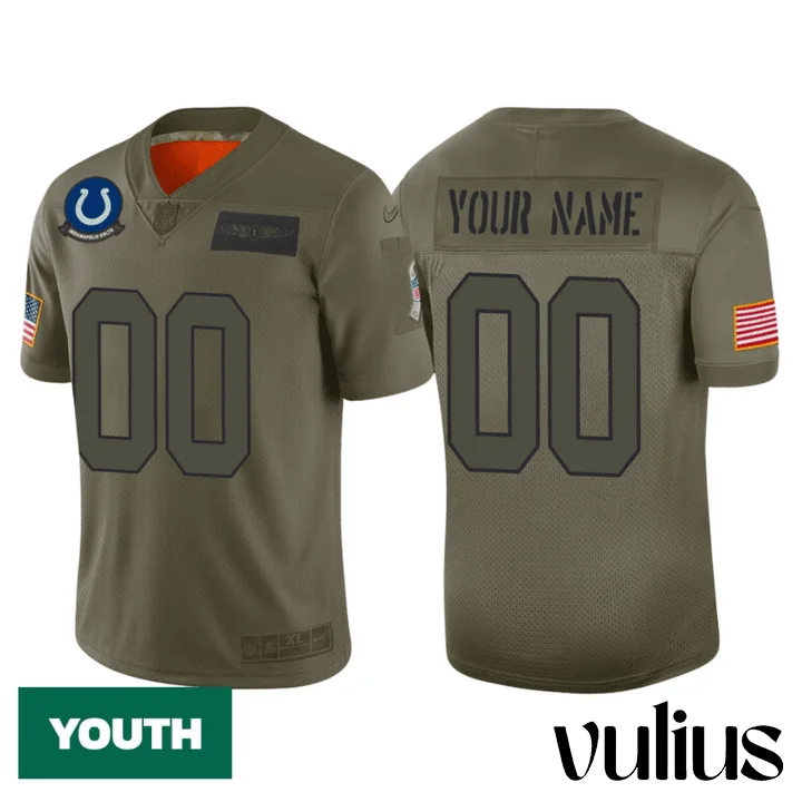 Custom Colts Jersey, Olive Youth's Jersey, 2019 Salute to Service Jersey -