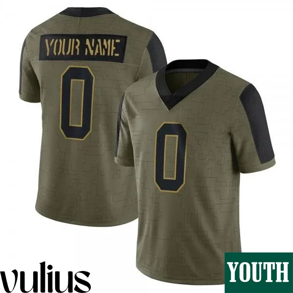 Custom Colts Jersey, Olive Youth's Jersey, 2021 Salute To Service Jersey -