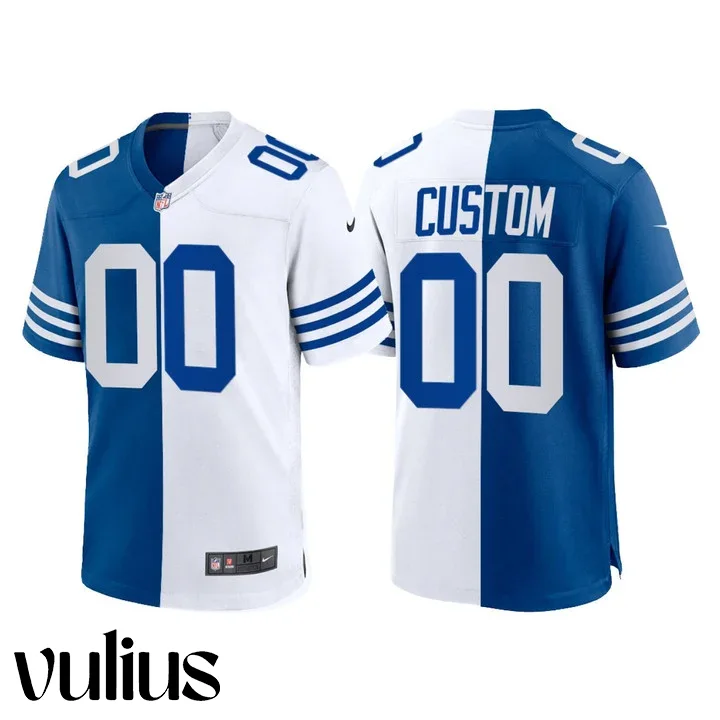 Custom Colts Jersey, Royal White Men's Jersey, 2021 Throwback Split Game Jersey -