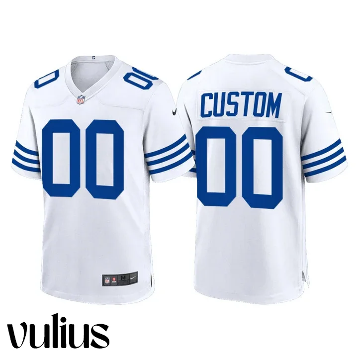 Custom Colts Jersey, White Men's Jersey, 2021 Throwback Game Jersey -