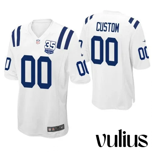 Custom Colts Jersey, White Men's Jersey, 35th Anniversary Game Jersey -
