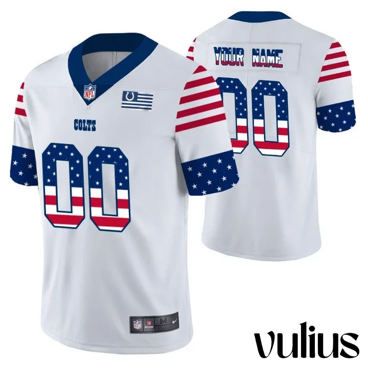 Custom Colts Jersey, White Men's Jersey, Independence Day Vapor Limited Jersey -