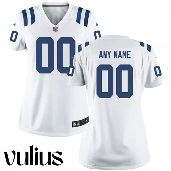 Custom Colts Jersey, White Woman's Jersey, Road Custom Jersey -