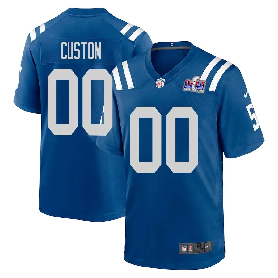 Custom Indianapolis Colts Super Bowl LVIII Home Game Jersey 2023 NFL Draft First Round Pick - Royal for Mens -