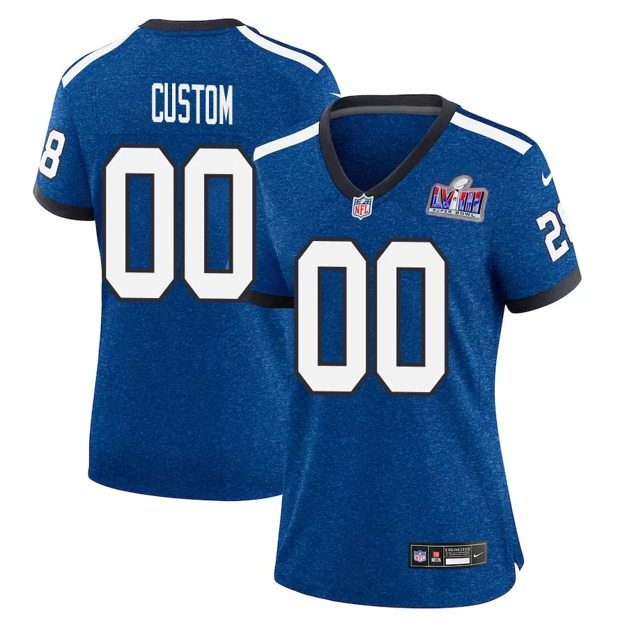 Custom Indianapolis Colts Super Bowl LVIII Home Game Jersey 2023 NFL Draft First Round Pick - Royal for Womans -