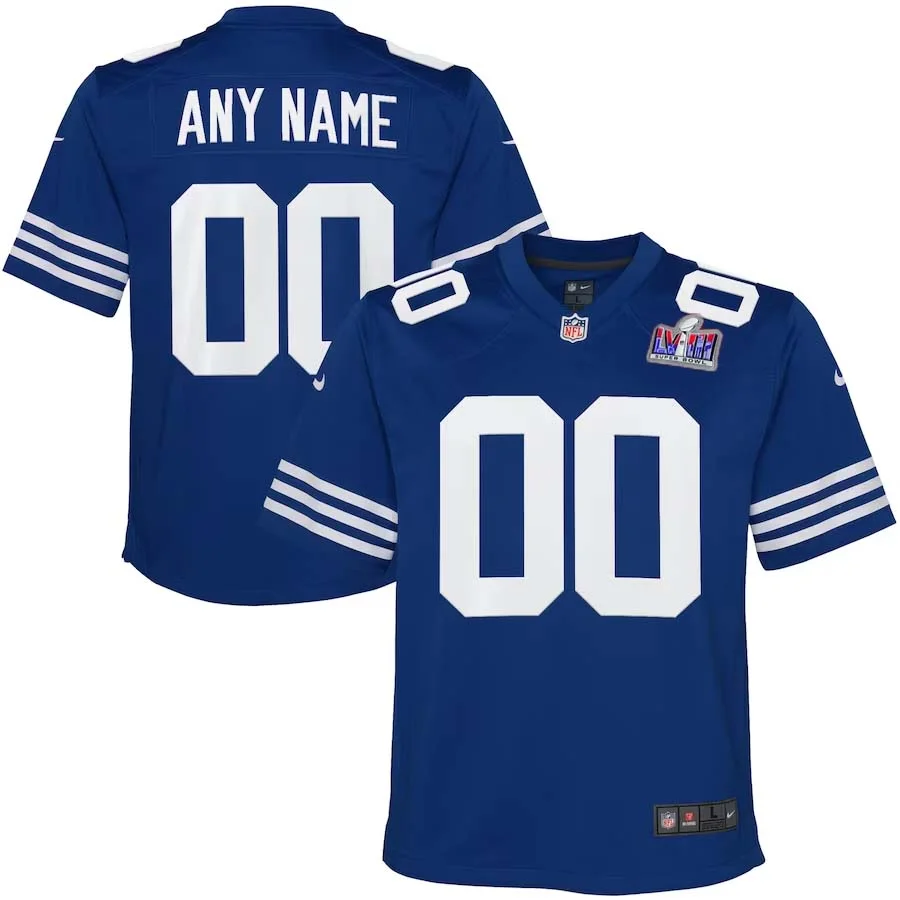 Custom Indianapolis Colts Super Bowl LVIII Home Game Jersey 2023 NFL Draft First Round Pick - Royal for Youth -