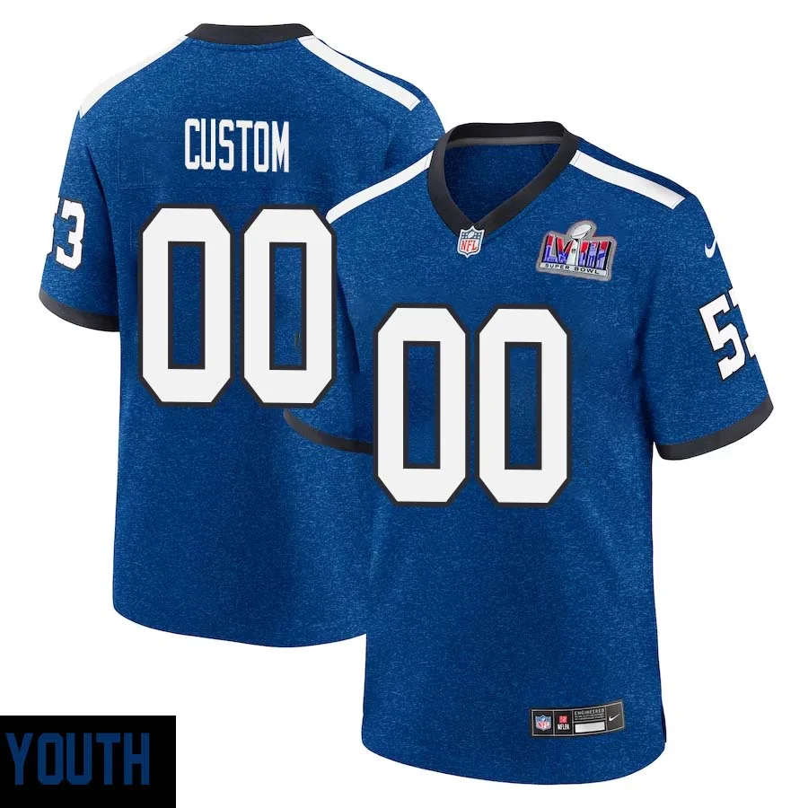 Custom Indianapolis Colts Super Bowl LVIII Indiana Nights Alternate Game Jersey – Royal for Youth –
