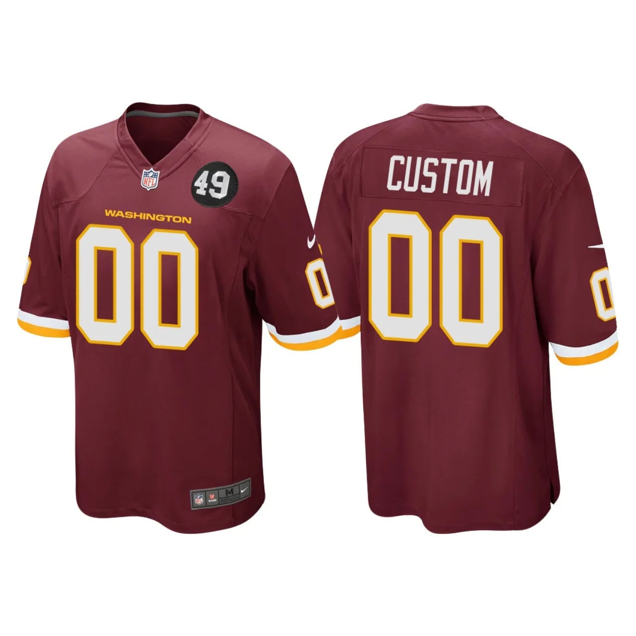 Custom Commanders Jersey for Men Washington Football Team #00 Custom Burgundy Bobby Mitchell Uniform Patch Game Jersey -
