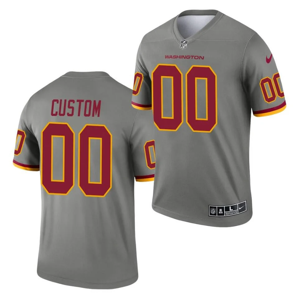 Custom Commanders Jersey for Men Washington Football Team ACTIVE PLAYER Custom Gray 2021 Inverted Legend Stitched Jerse -