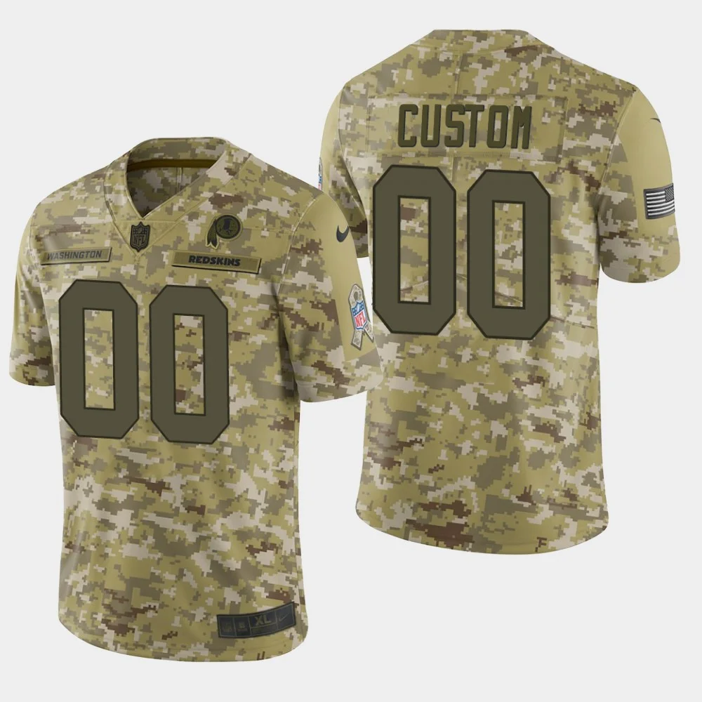 Custom Commanders Jersey for Men Washington Redskins Customized Camo Salute To Service Limited Stitched Jersey -