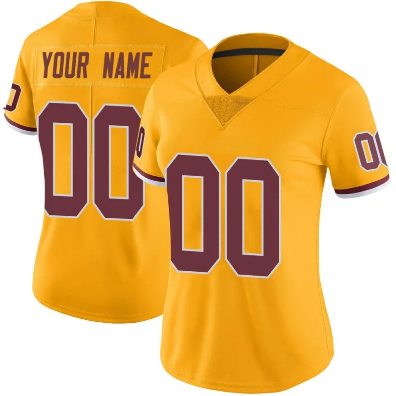 Custom Commanders Jersey for Woman Custom Gold Limited Washington Football Team Color Rush Football Jersey -