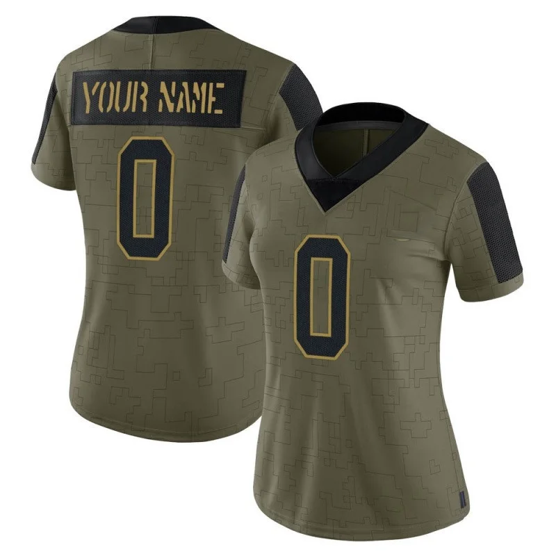 Custom Commanders Jersey for Woman Custom Olive Limited Washington Football Team 2021 Salute To Service Football Jersey -
