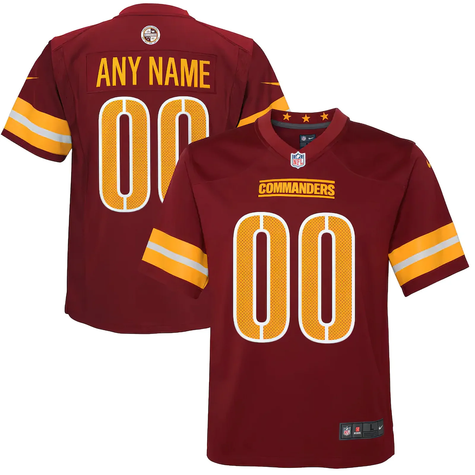 Custom Commanders Jersey for Youth Burgundy Washington Commanders Game Custom Player Jersey -