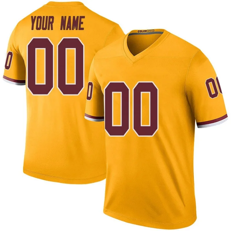 Custom Commanders Jersey for Youth Custom Gold Legend Washington Football Team Color Rush Football Jersey -
