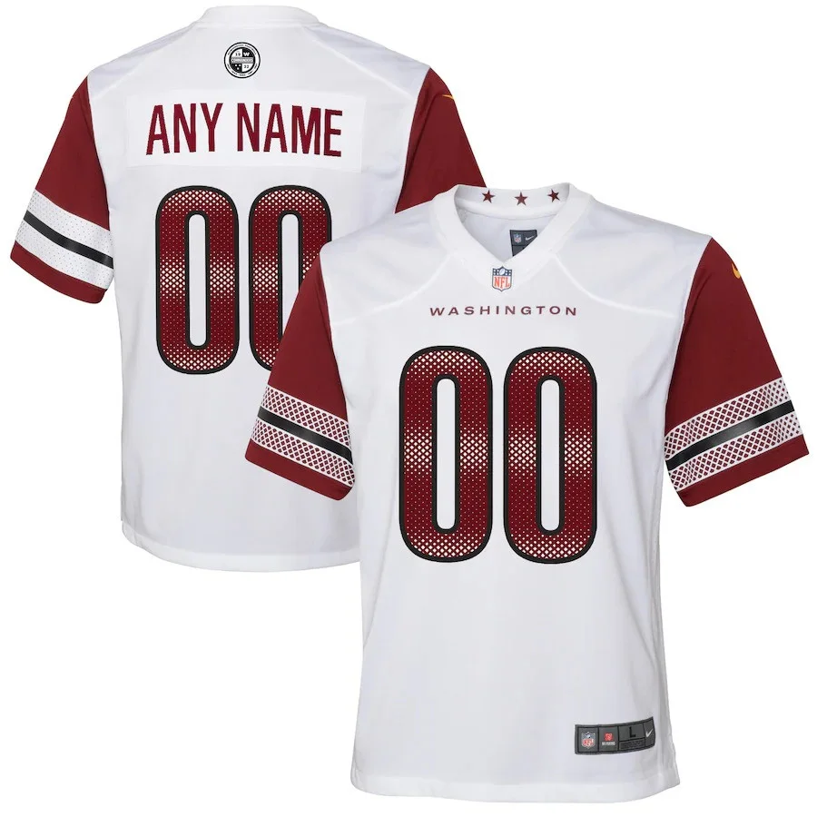 Custom Commanders Jersey for Youth Washington Commanders Road Game Custom Player Jersey - White -