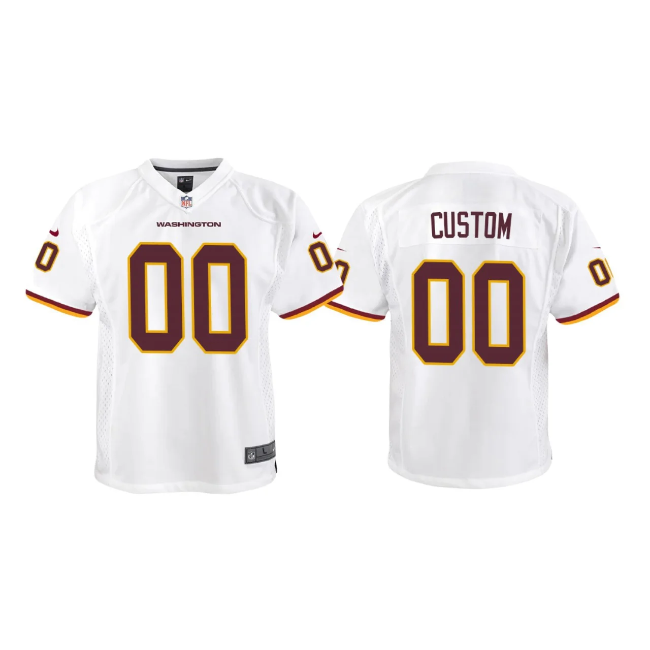 Custom Commanders Jersey for Youth Washington Football Team #00 Custom White Game Jersey -