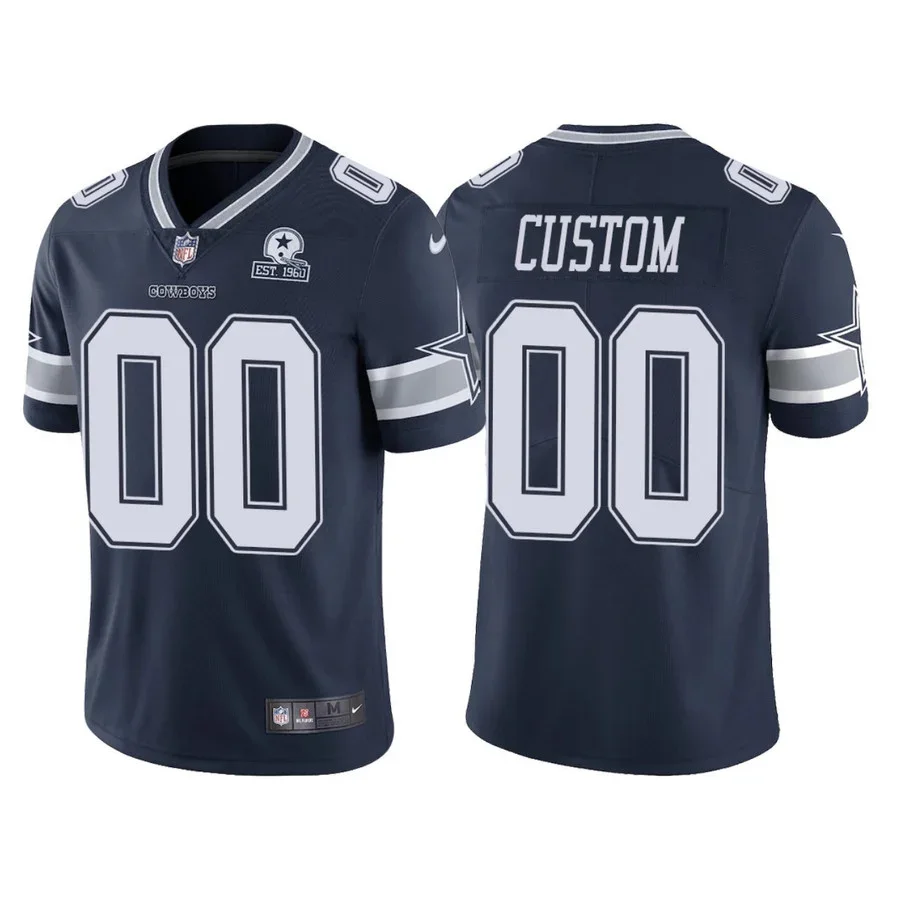 Men's Custom Dallas Cowboys 60th Anniversary Vapor Limited Jersey - Navy -