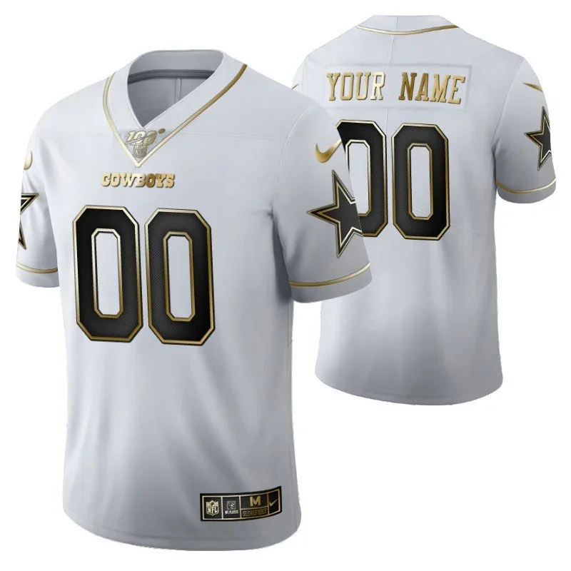 Men's Dallas Cowboys Custom 100th Season Jersey - White Vapor Limited Golden Edition -