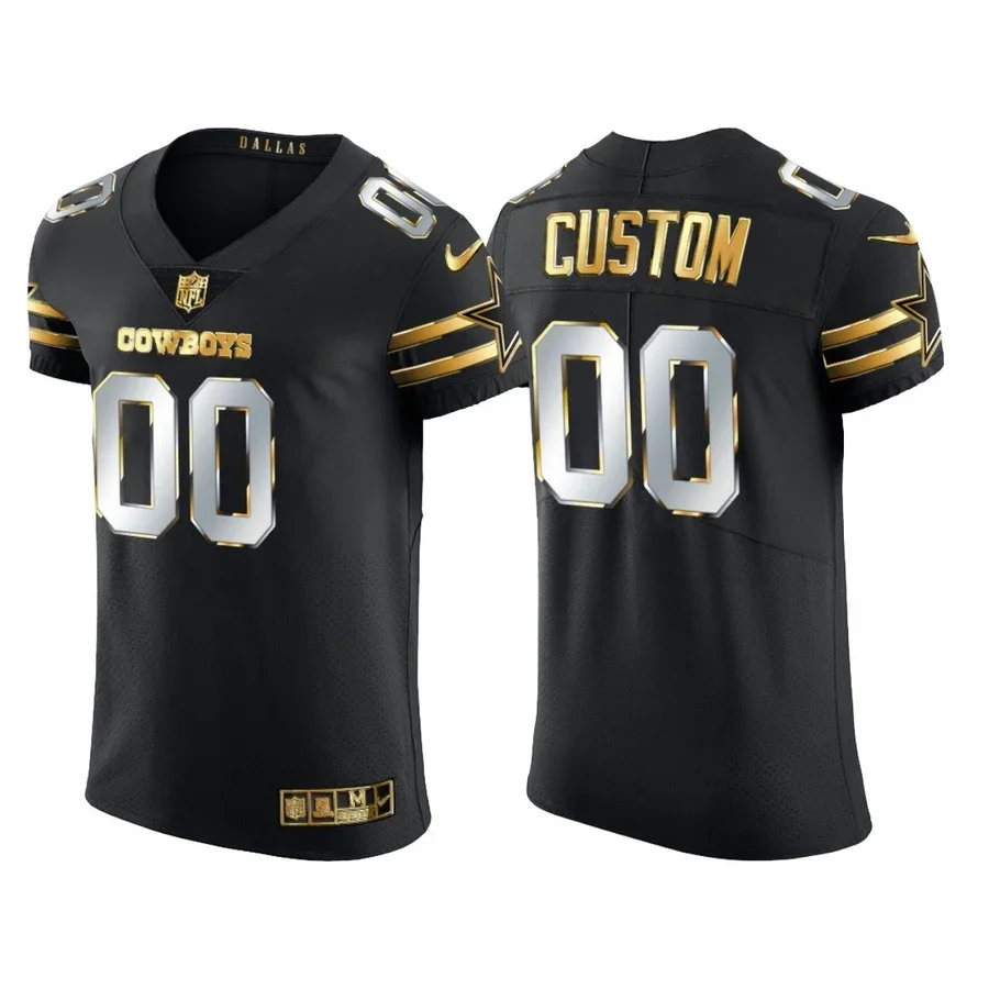 Men's Dallas Cowboys Custom 2020-21 Golden Edition Vapor Elite Jersey - Black -