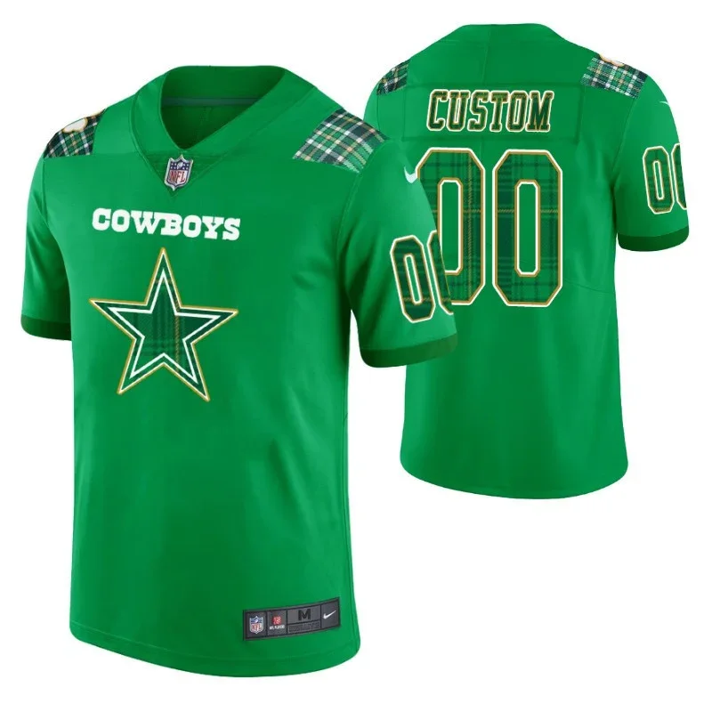Men's - Dallas Cowboys Custom Kelly Green St. Patrick's Day Jersey -