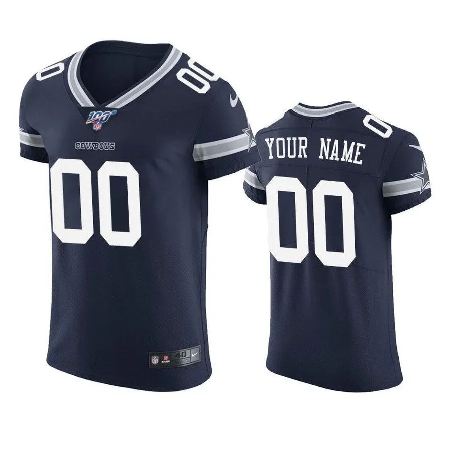 Men's Dallas Cowboys Custom Navy 100th Season Vapor Elite Jersey -