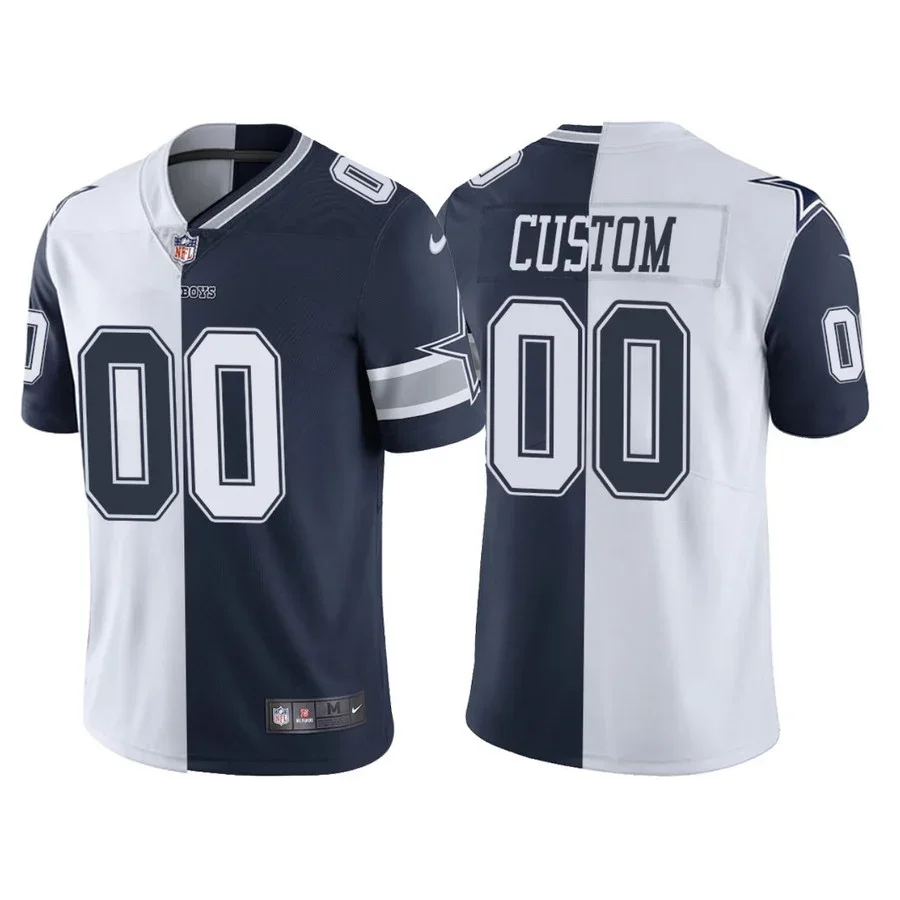 Men's Dallas Cowboys Custom Split Vapor Limited Jersey - Navy White -