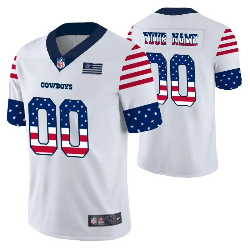Men's Dallas Cowboys Custom White Independence Day Vapor Limited Jersey -