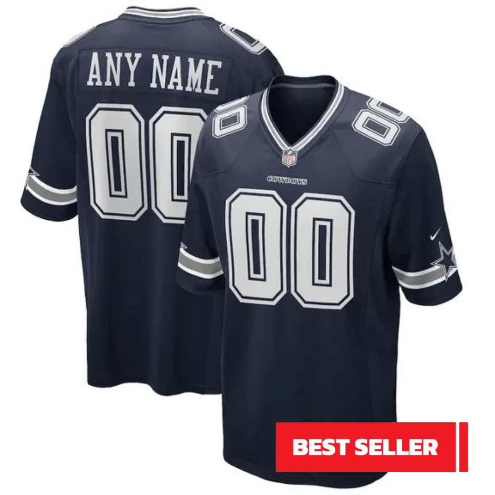 Men's Dallas Cowboys Home Custom Game Jersey - Navy -