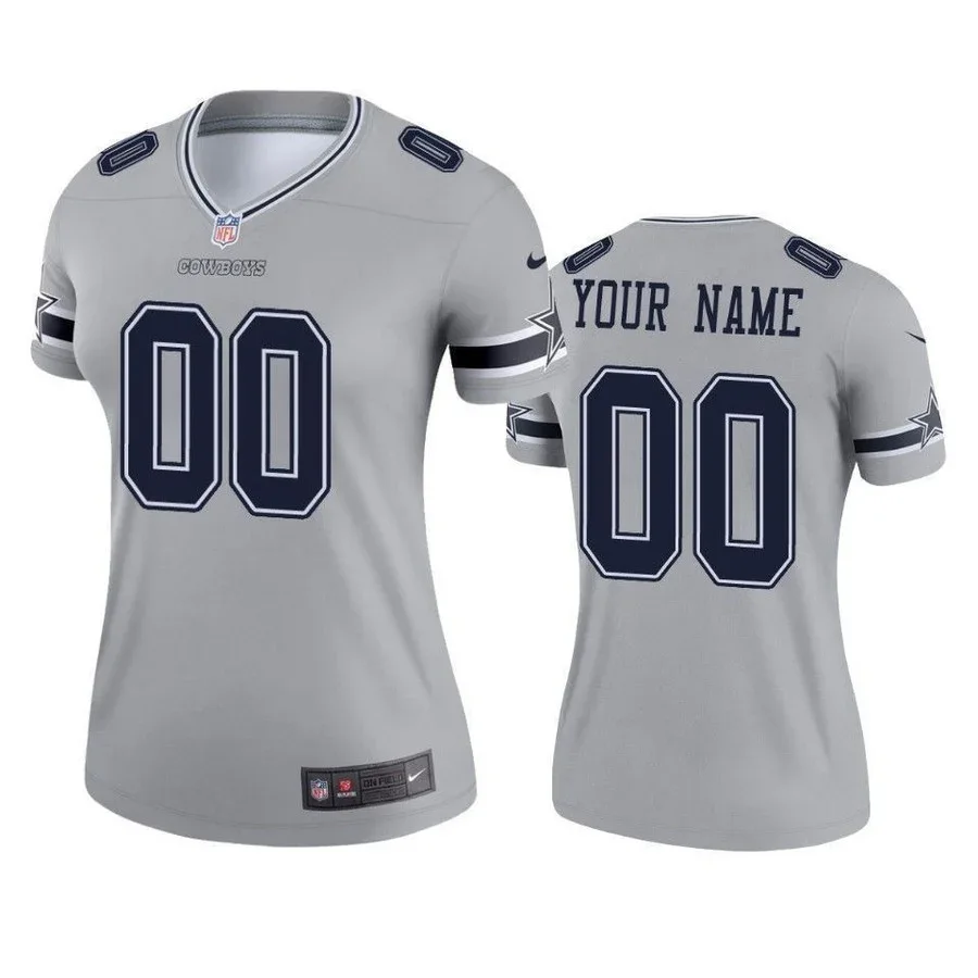 Woman's Dallas Cowboys Custom Silver Inverted Legend Jersey -