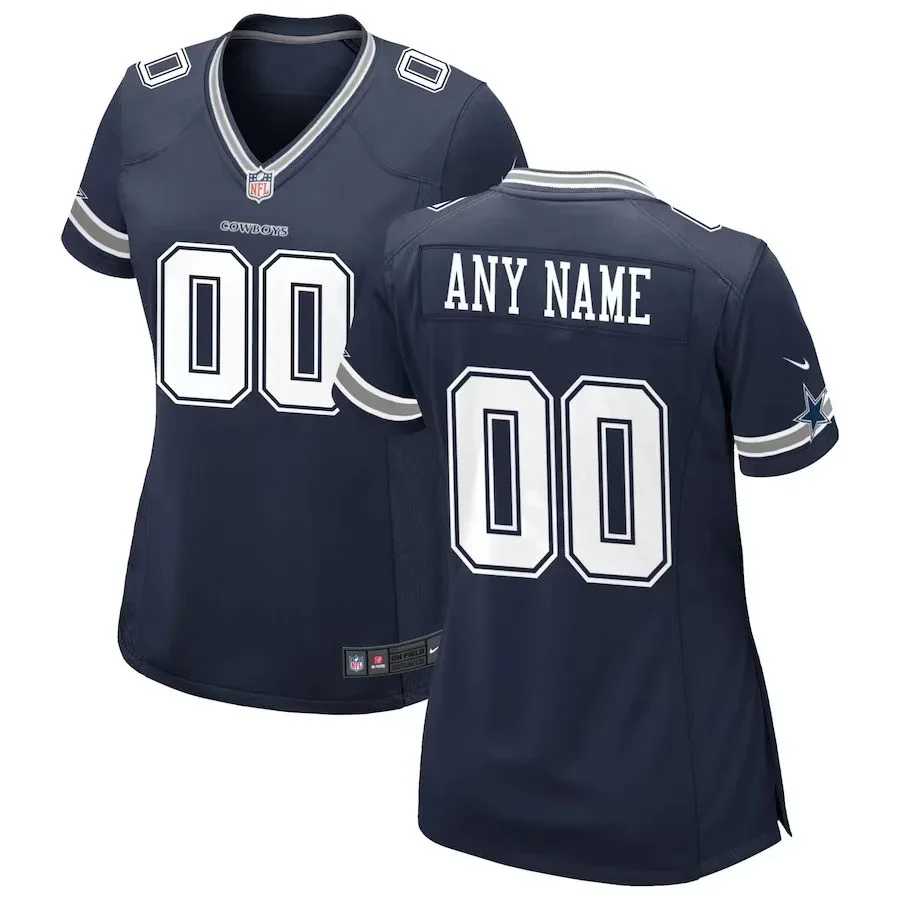 Woman's Dallas Cowboys Home Custom Game Jersey - Navy -