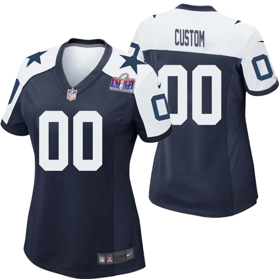 Woman's Dallas Cowboys Super Bowl LVIII Alternate Custom Game Jersey - Navy -