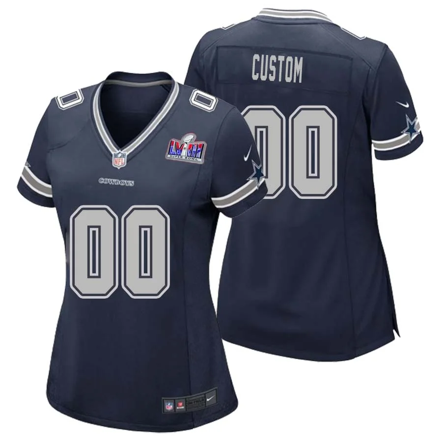 Woman's Dallas Cowboys Super Bowl LVIII Home Custom Game Jersey - Navy -