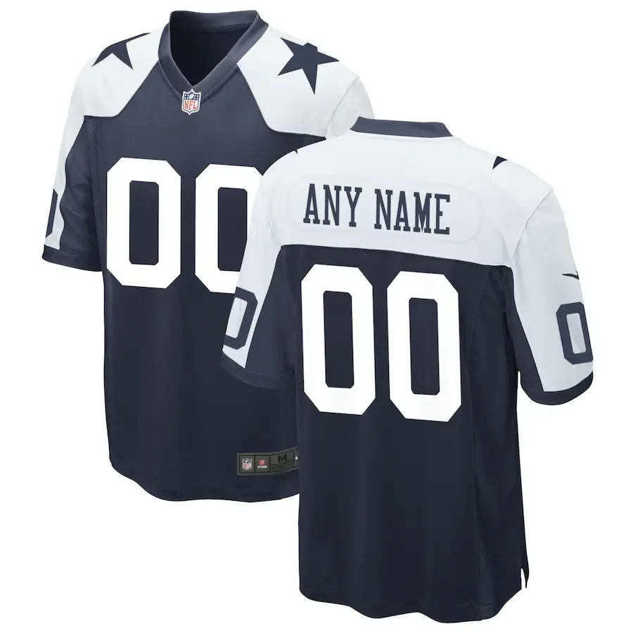 Youth's Dallas Cowboys Alternate Custom Game Jersey - Navy -