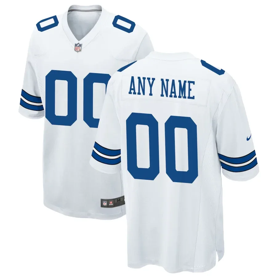 Youth's Dallas Cowboys Road Custom Game Jersey - White -