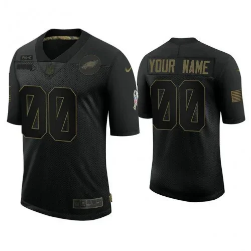 Men's Custom Philadelphia Eagles #00 Black 2020 Salute to Service Limited Jersey -