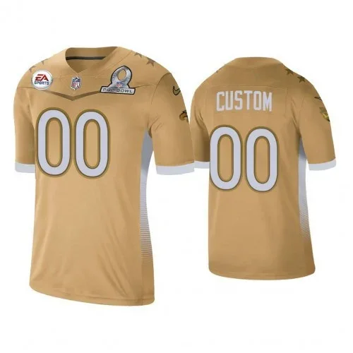 Men's Custom Philadelphia Eagles #00 Gold 2021 NFC Pro Bowl Game Jersey -