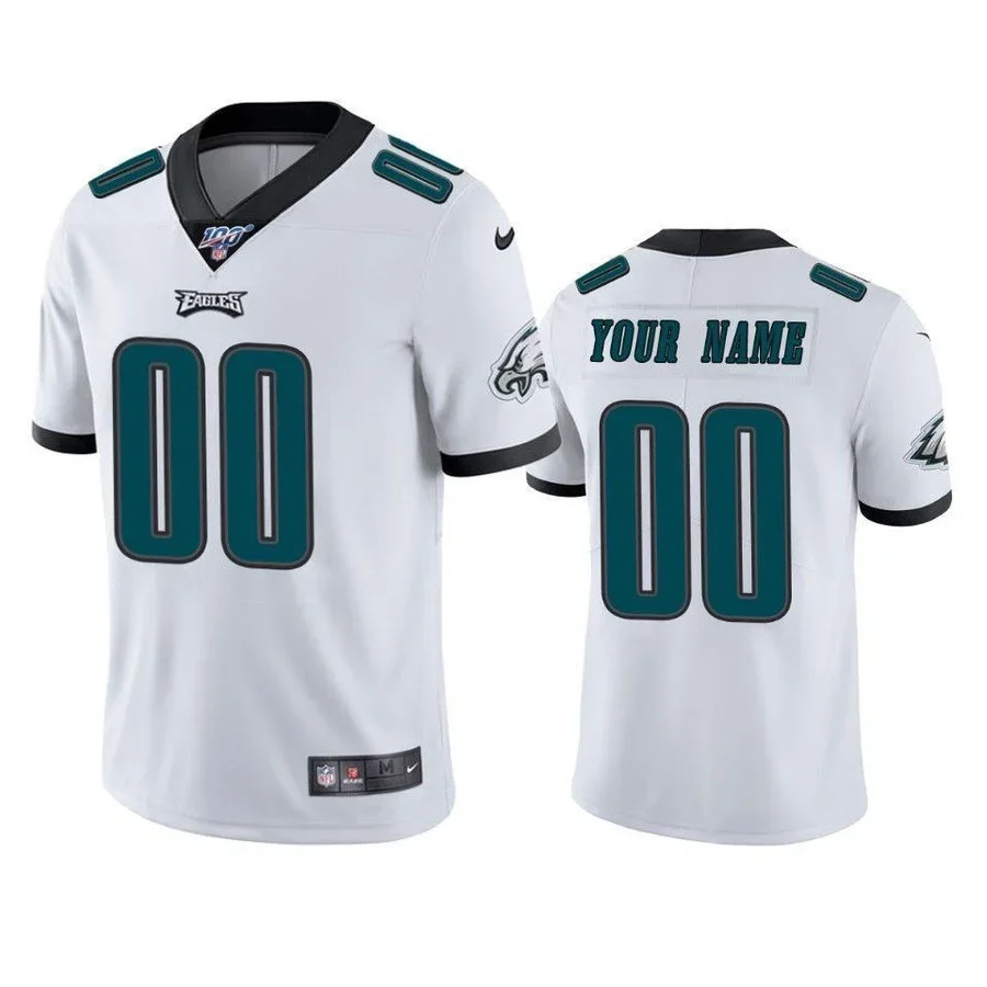 Men's Philadelphia Eagles Custom White 100th Season Vapor Limited Jersey -